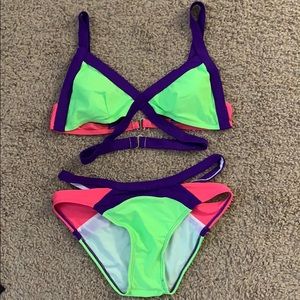 Strappy neon bikini